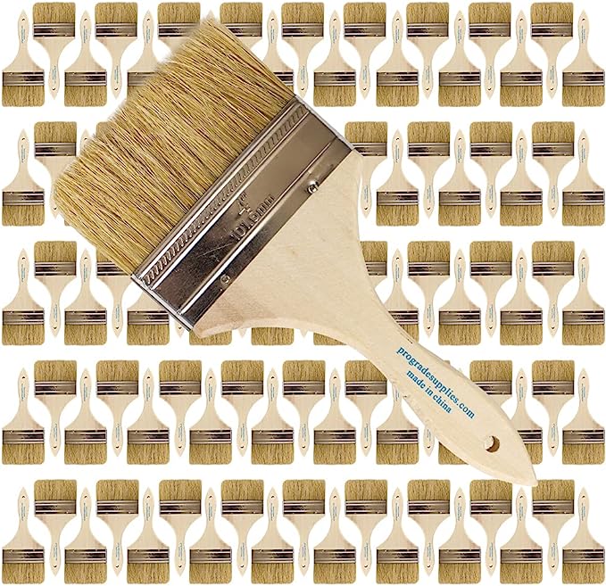 Pro Grade - Chip Paint Brushes - 96 Ea 4 Inch Chip Paint Brush Light Brown