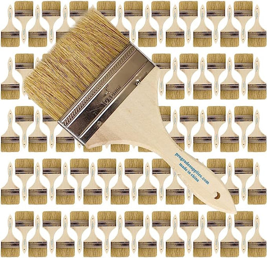 Pro Grade - Chip Paint Brushes - 96 Ea 4 Inch Chip Paint Brush Light Brown